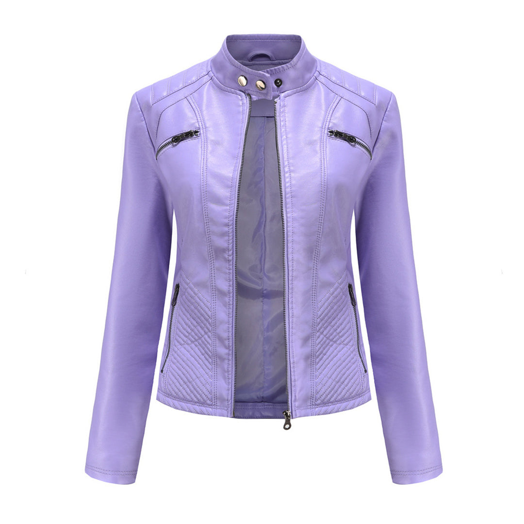 Giacca da donna Andrijana – Elegante giacca in morbida pelle con chiusura asimmetrica