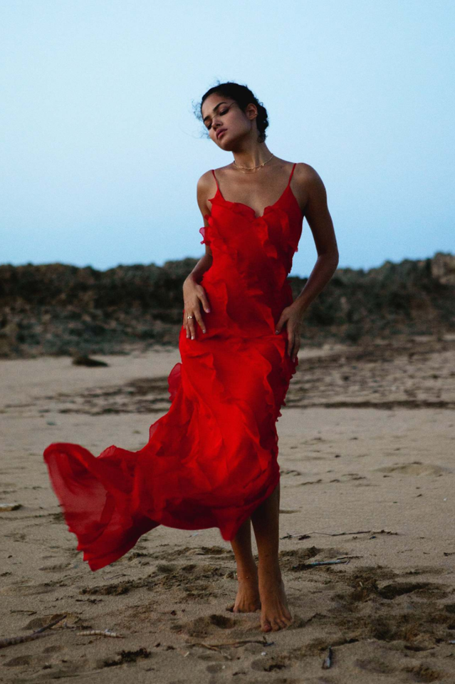 Abito lungo da donna Ashtine - Abito estivo leggero con volant, gonna a balze e look da spiaggia