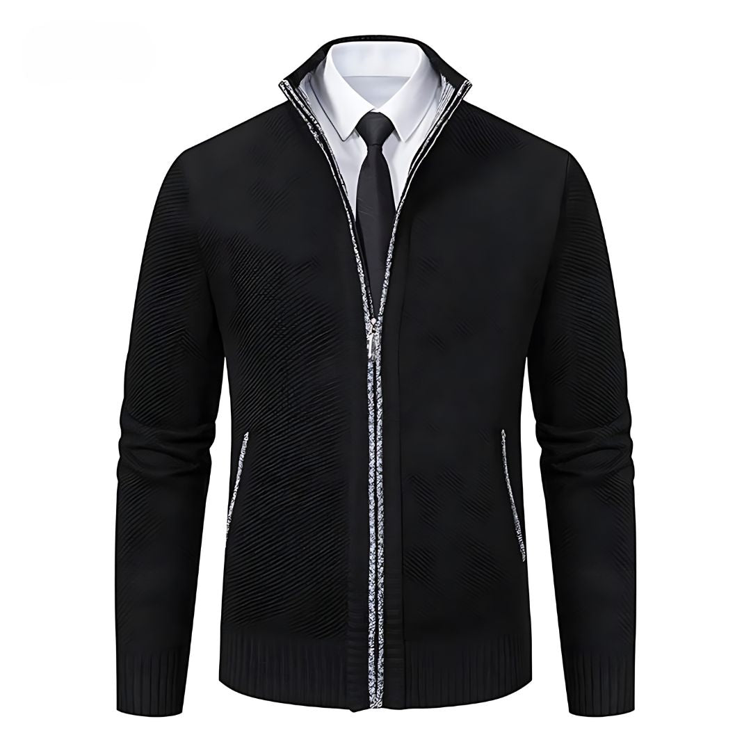 Adrian Pull Homme – Tricot Noir à Fermeture Zip, Élégant & Confortable pour Toutes Occasions
