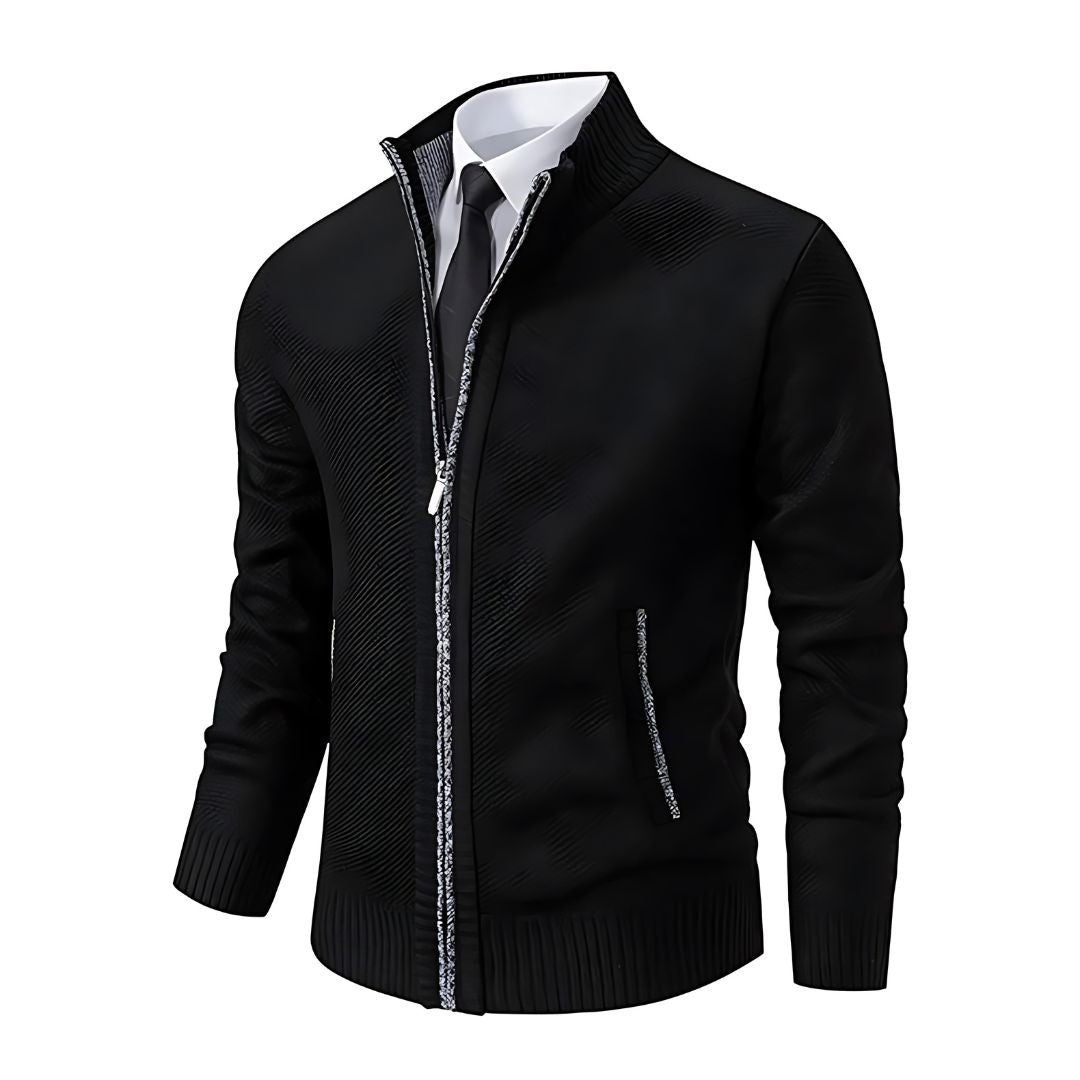 Adrian Pull Homme – Tricot Noir à Fermeture Zip, Élégant & Confortable pour Toutes Occasions
