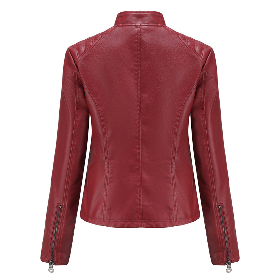 Giacca da donna Andrijana – Elegante giacca in morbida pelle con chiusura asimmetrica
