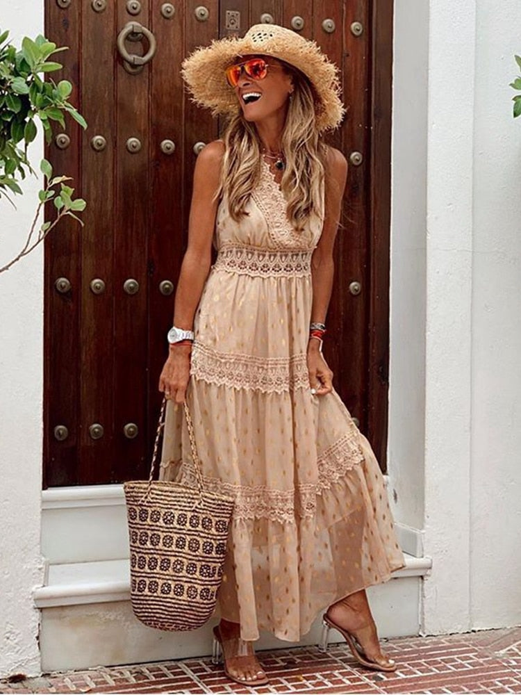 Abito estivo da donna Apolline - Abito boho leggero con taglio elegante e tessuto fluido