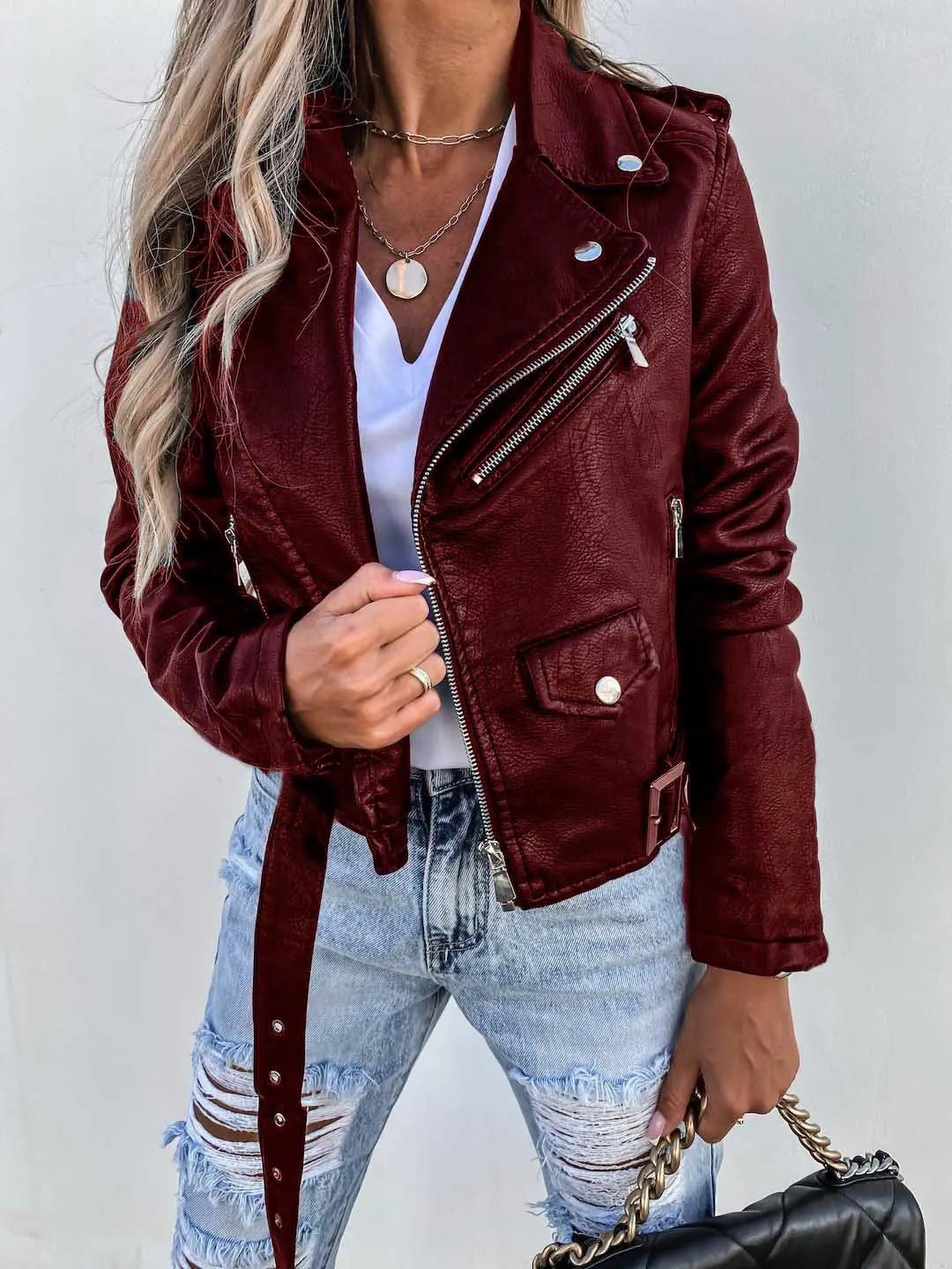 Maxine Veste Femme – Veste en Cuir Élégante & Intemporelle au Style Chic Moderne