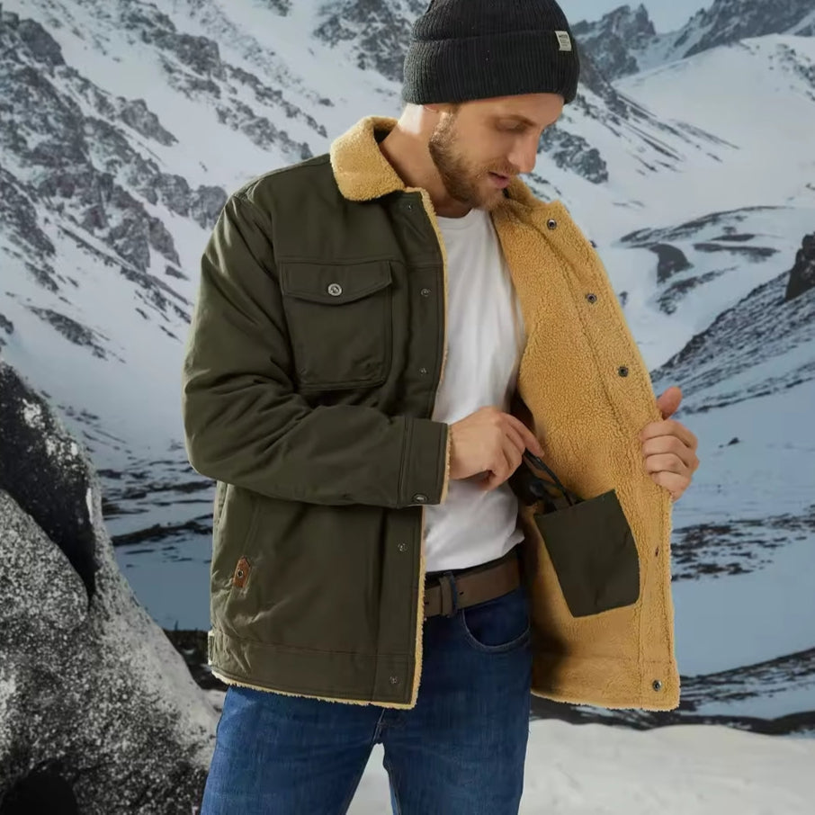 Henri Veste Homme Hiver – Blouson Chaud avec Doublure Sherpa & Col en Fausse Fourrure