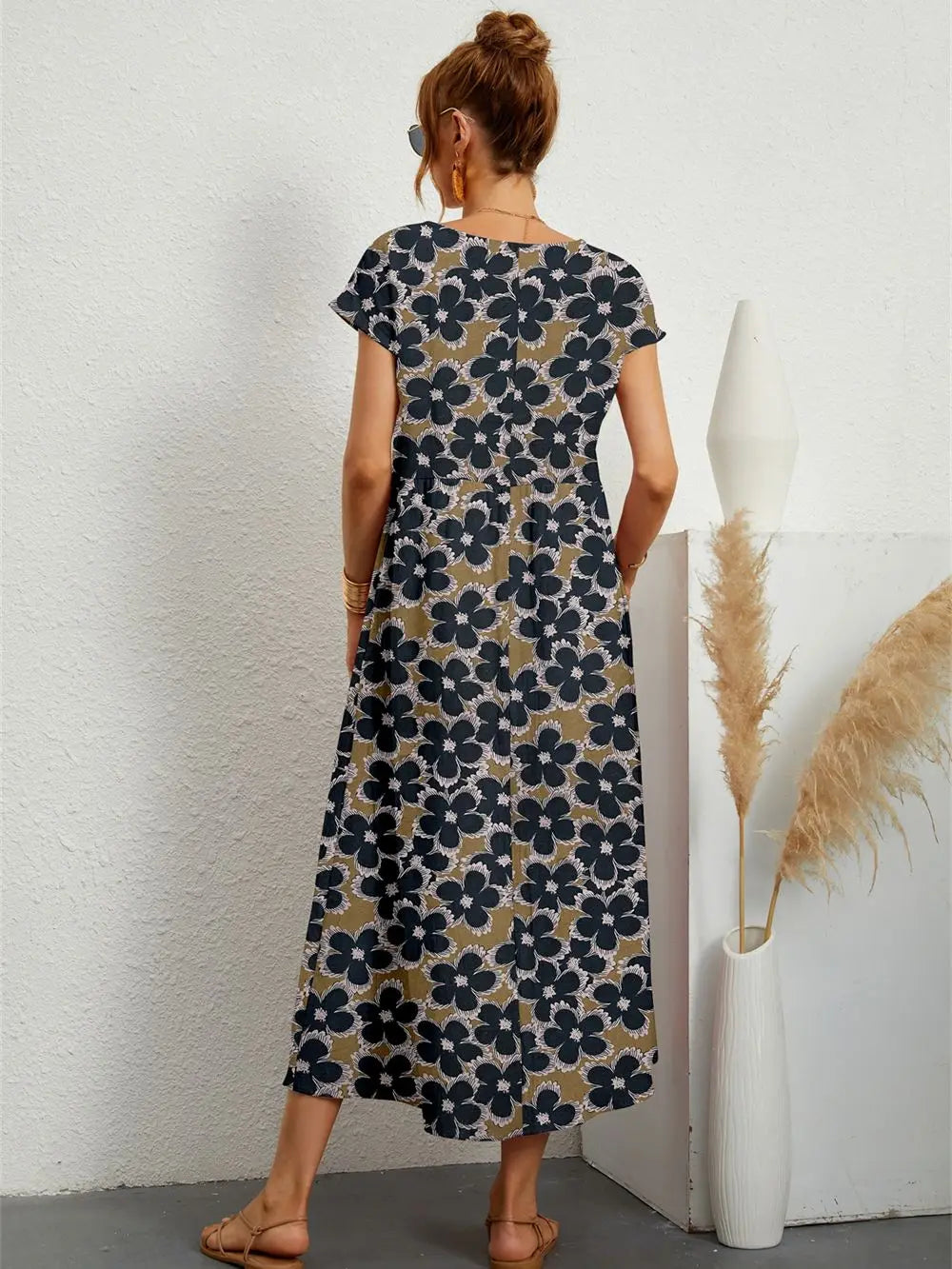 Abito midi da donna Remi - Abito floreale con vestibilità rilassata ed eleganza estiva naturale