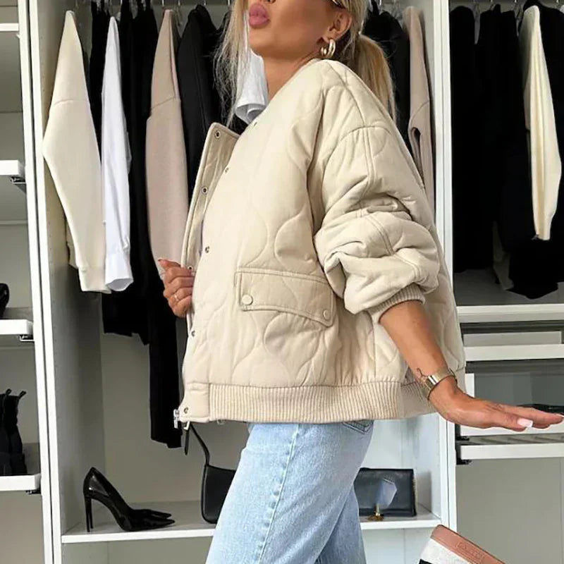 Elin Veste Bomber Femme – Blouson Doublé Oversize Moderne & Confortable pour l’Hiver