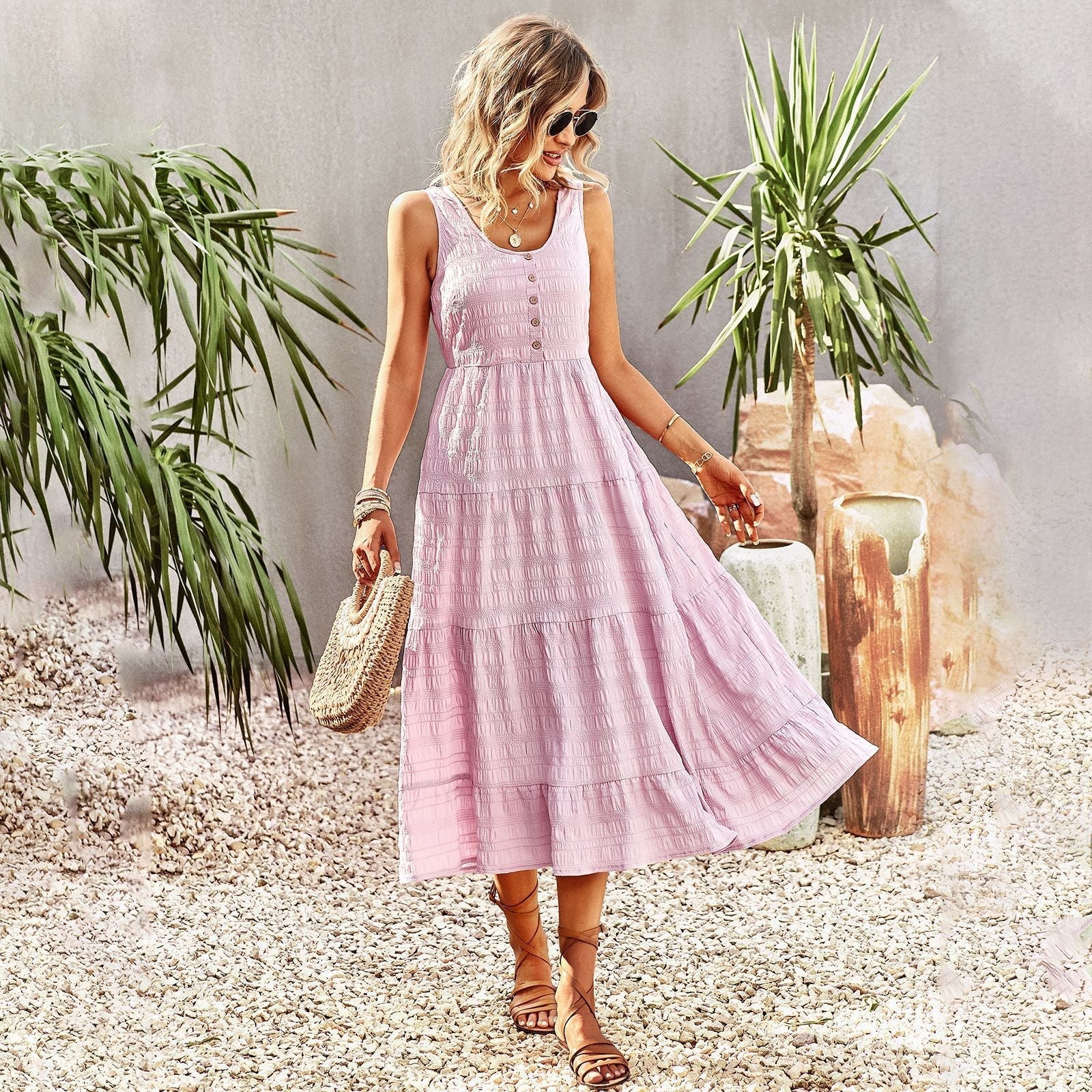 Abito estivo bohémien da donna Isla - Abito lungo e ampio con dettagli fatti a mano e look femminile