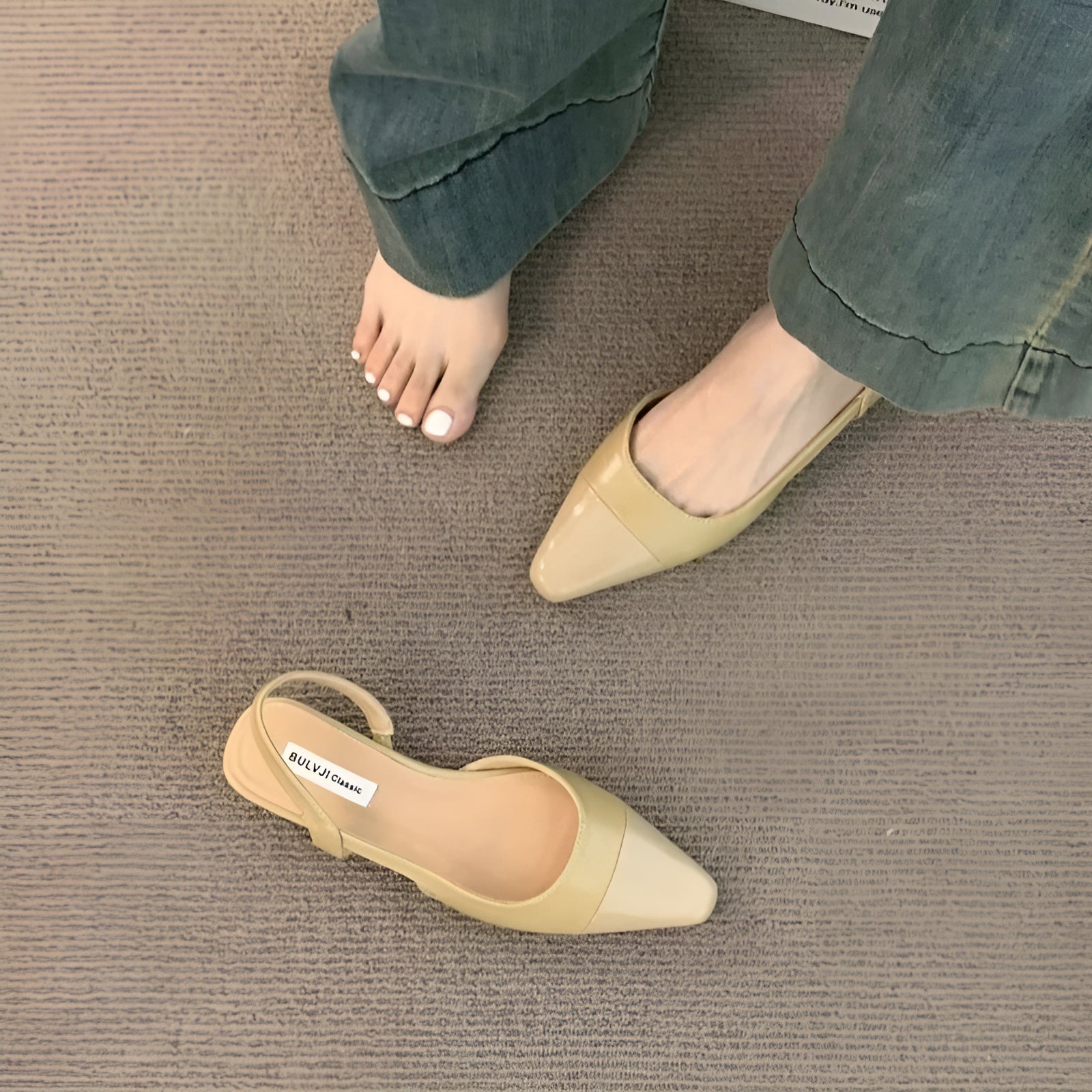 Ballerine da donna Camille - Eleganti scarpe con punta affilata e tacco quadrato comodo