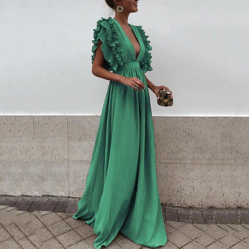 Abito lungo da sera da donna Marthe - Elegante abito lungo con taglio fluido