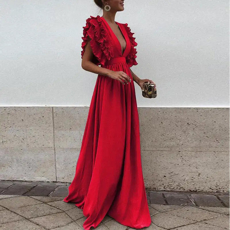 Abito lungo da sera da donna Marthe - Elegante abito lungo con taglio fluido