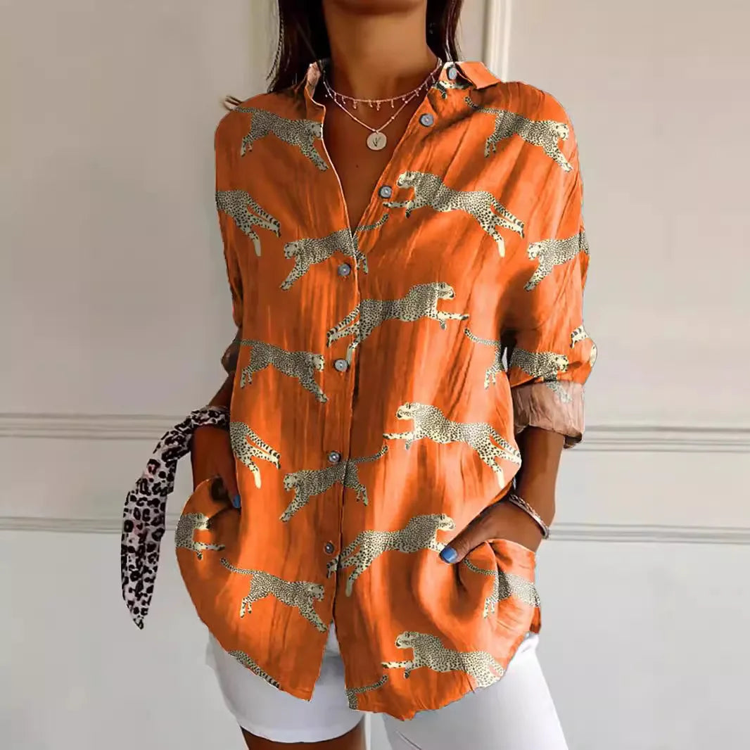 Camicetta da donna Gaëlle – Camicetta estiva leggera con stampa floreale e scollo a V lusinghiero