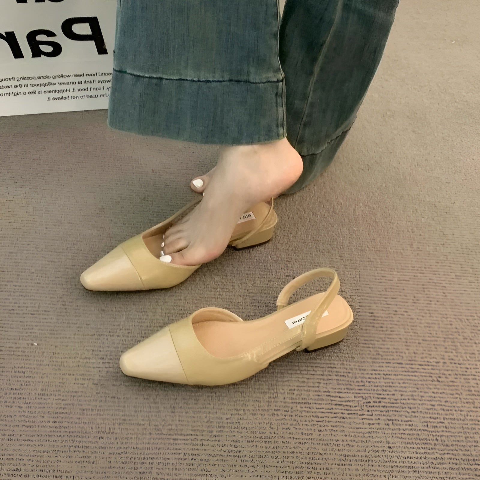 Ballerine da donna Camille - Eleganti scarpe con punta affilata e tacco quadrato comodo