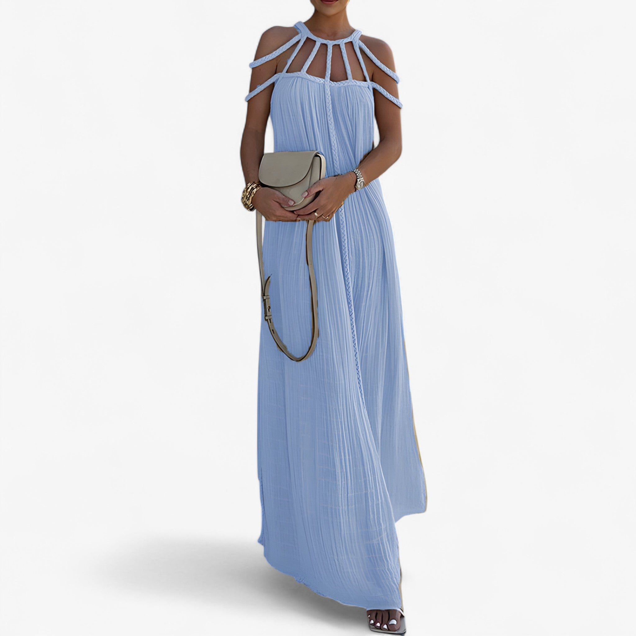Abito lungo da donna Linette - Elegante abito lungo fluido con taglio dritto e stile versatile