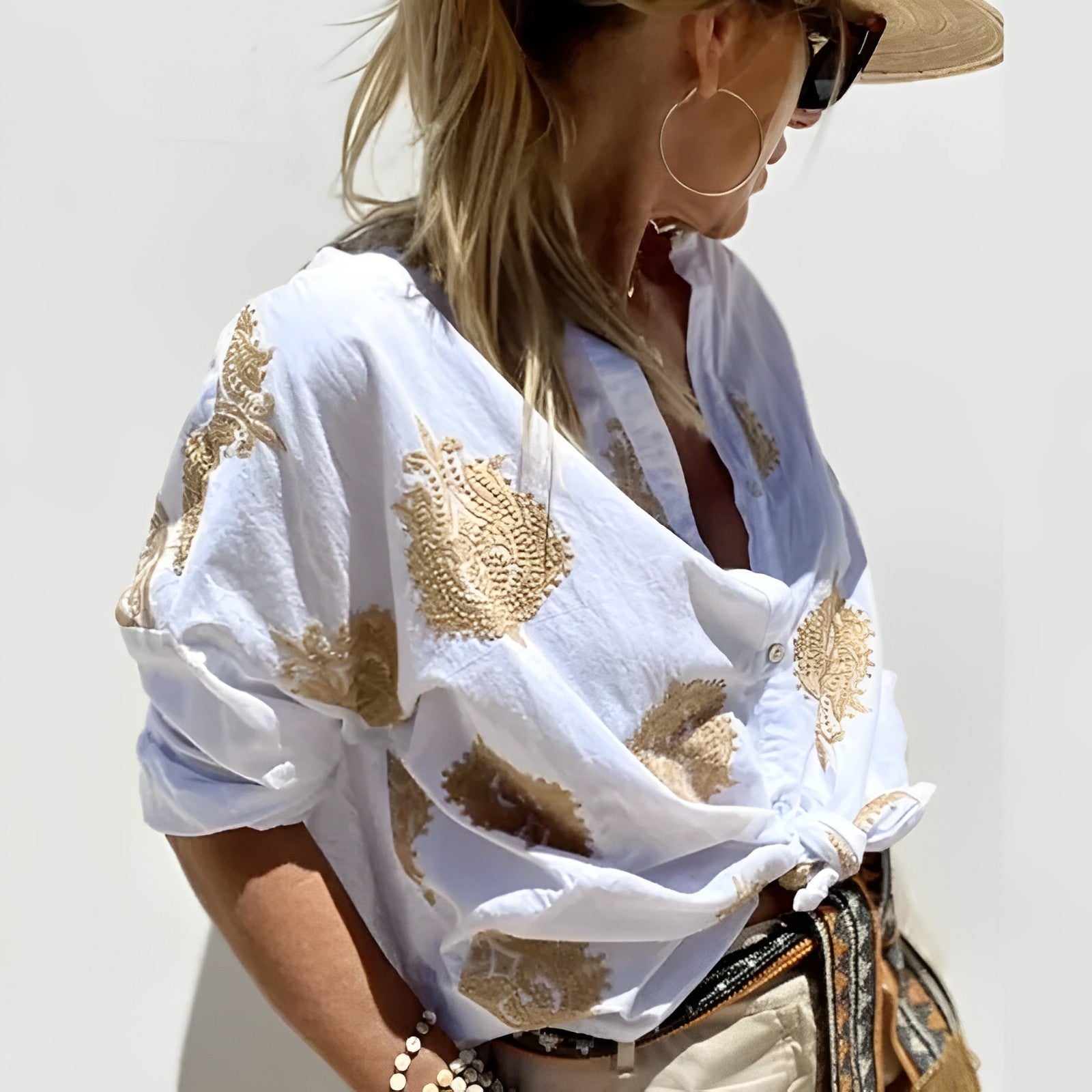 Camicetta bohémien da donna Agnes - Top estivo leggero con vestibilità rilassata e stile bohémien femminile