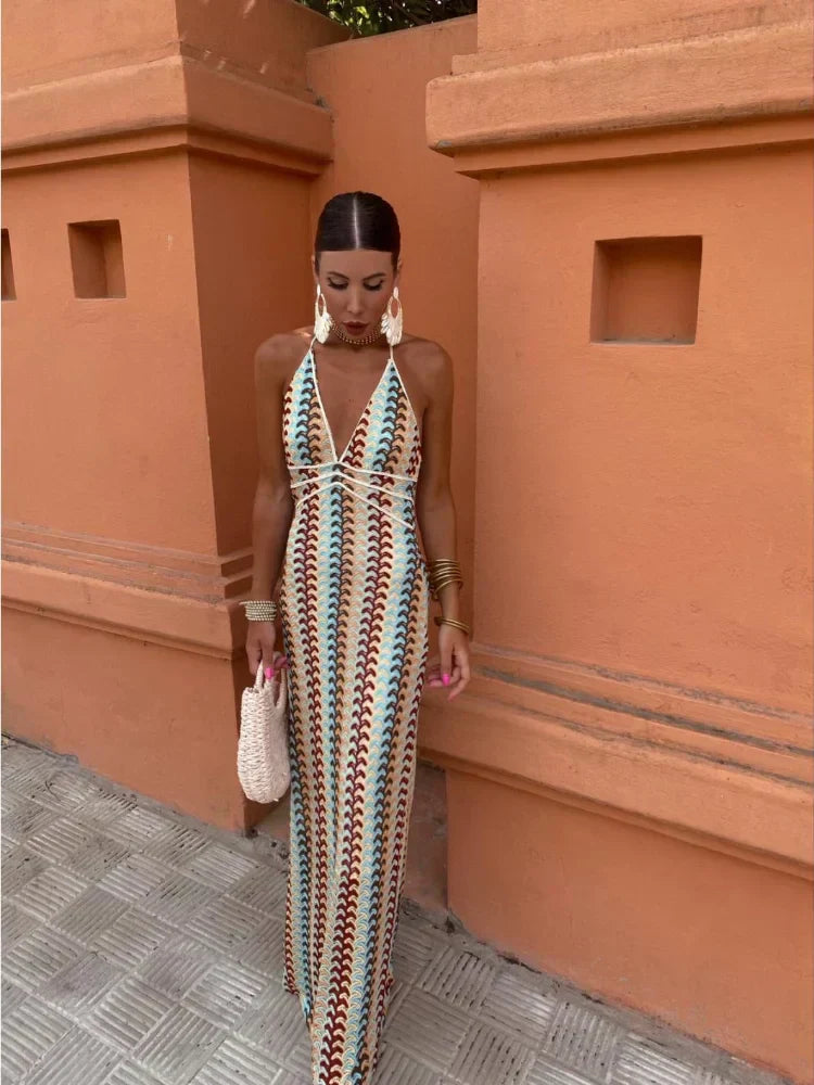 Abito da donna Vinna - Elegante abito senza maniche con scollo a V per l'estate e le occasioni informali