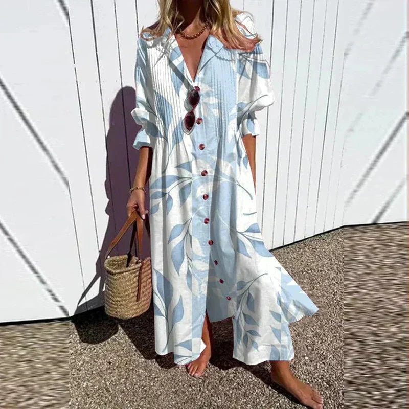 Abito lungo bohémien da donna Melissa - Scollo a V profondo, silhouette fluida e leggera per l'estate