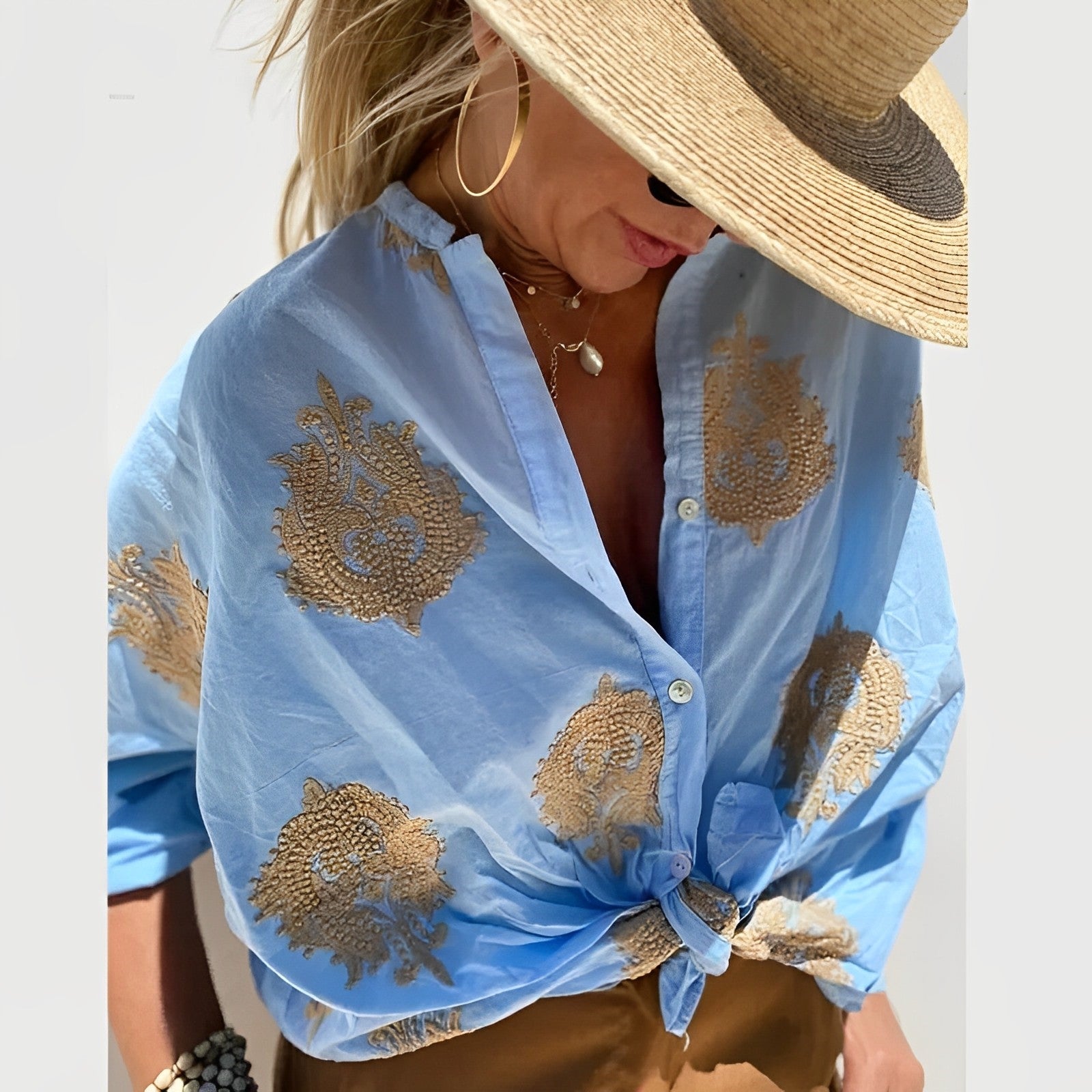 Camicetta bohémien da donna Agnes - Top estivo leggero con vestibilità rilassata e stile bohémien femminile