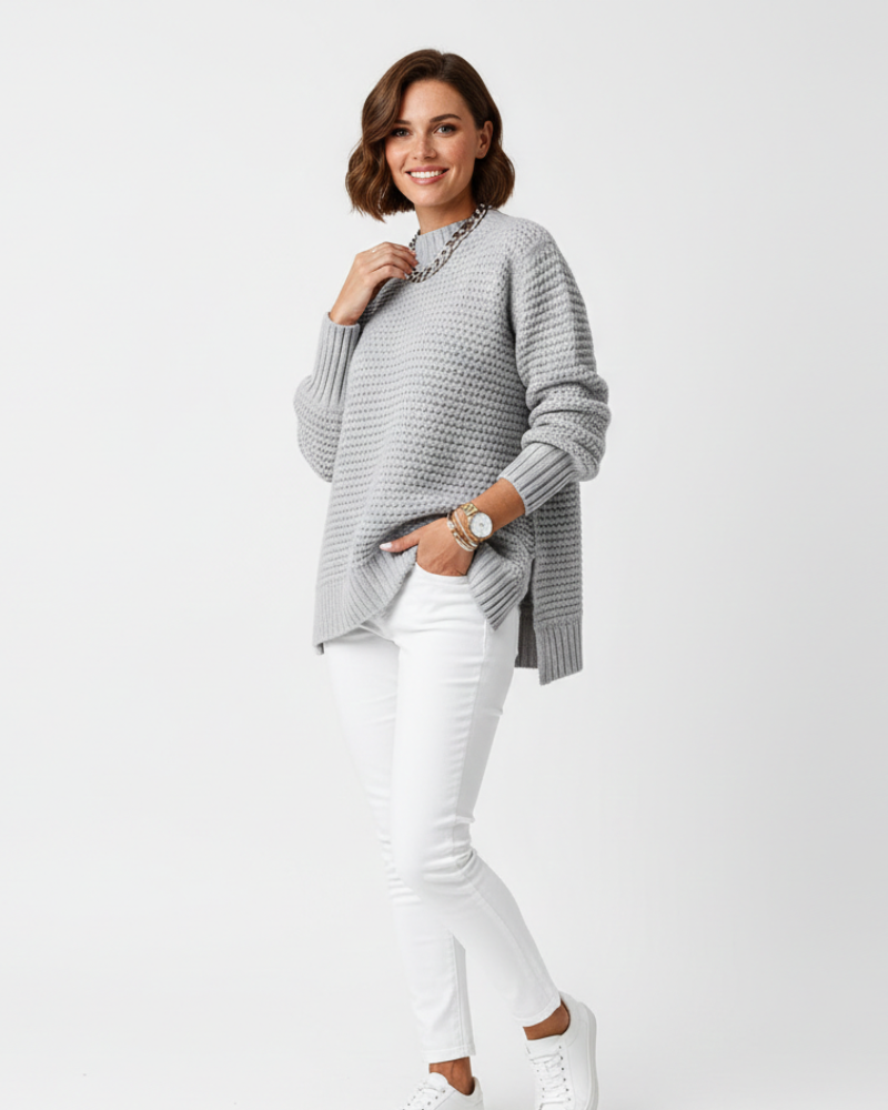 Trui met hoge hals voor dames, ruimvallend – zachte brei, losse pasvorm en wintercomfort