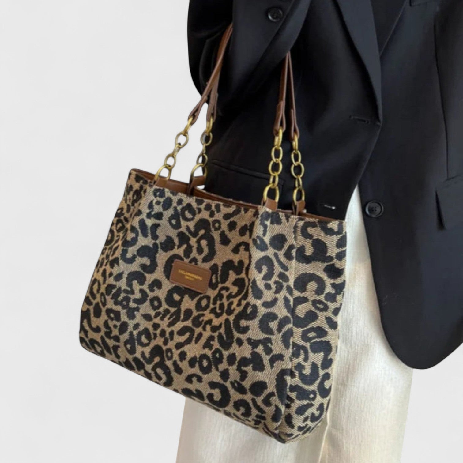 Kailany Sac Shopping Femme en Toile – Großes Format Leopard mit Griffen & Verstellbarem Schultergurt