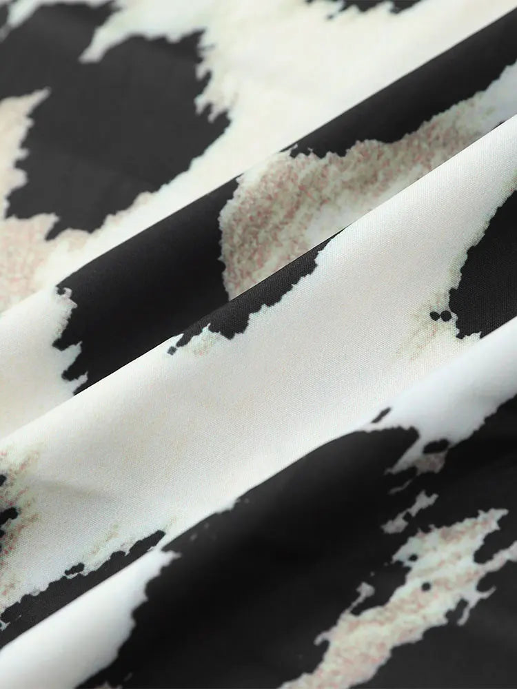 Amora Robe Midi Femme – Robe Léopard Légère avec Manches 3/4 & Coupe Ample pour Toutes les Occasions