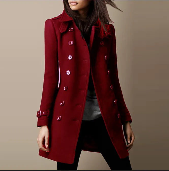 Cappotto da donna Lucille - Elegante cappotto lungo in lana pregiata dallo stile senza tempo