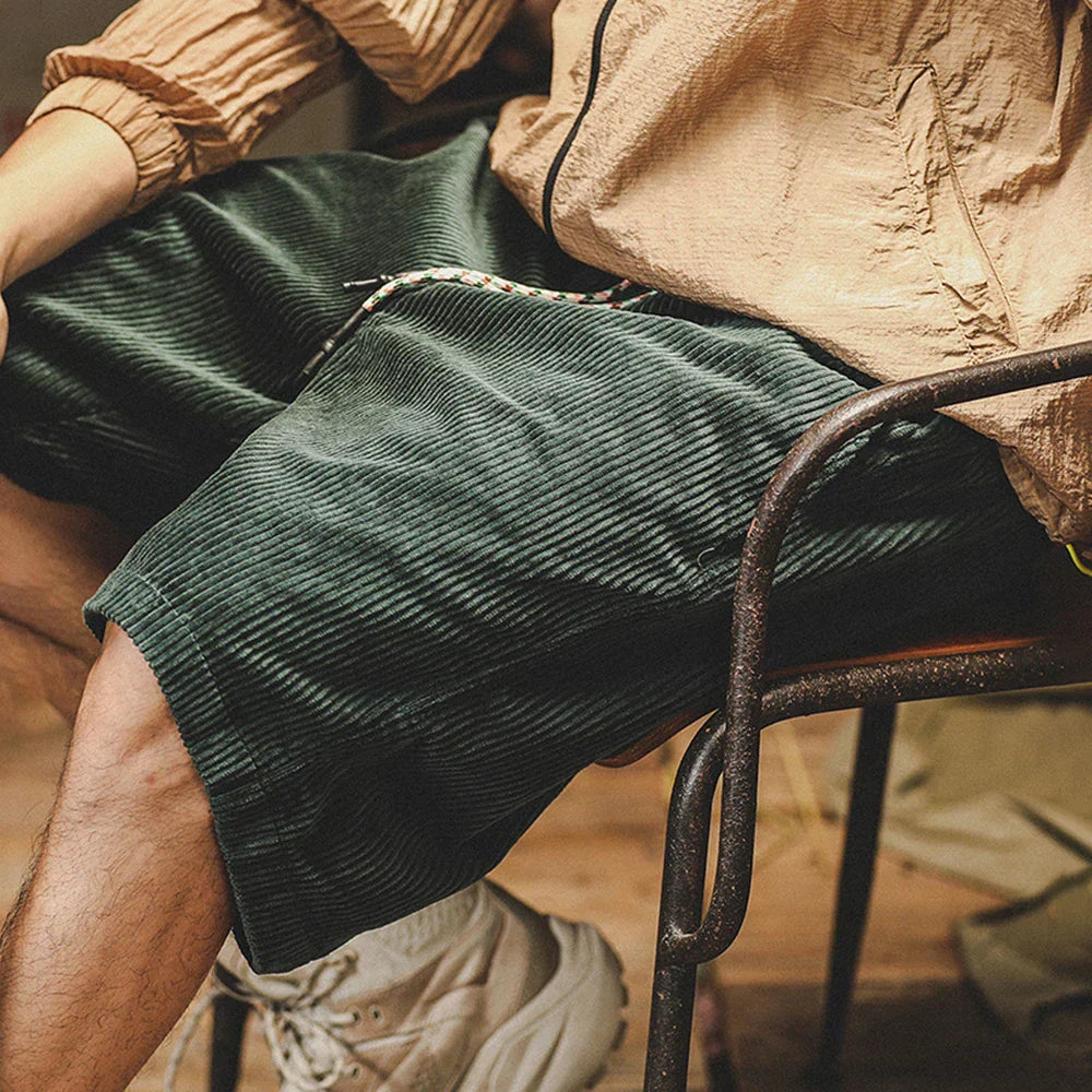 Pantaloncini in velluto da uomo Keith - Pantaloncini estivi regolabili in morbido cotone con vestibilità comoda