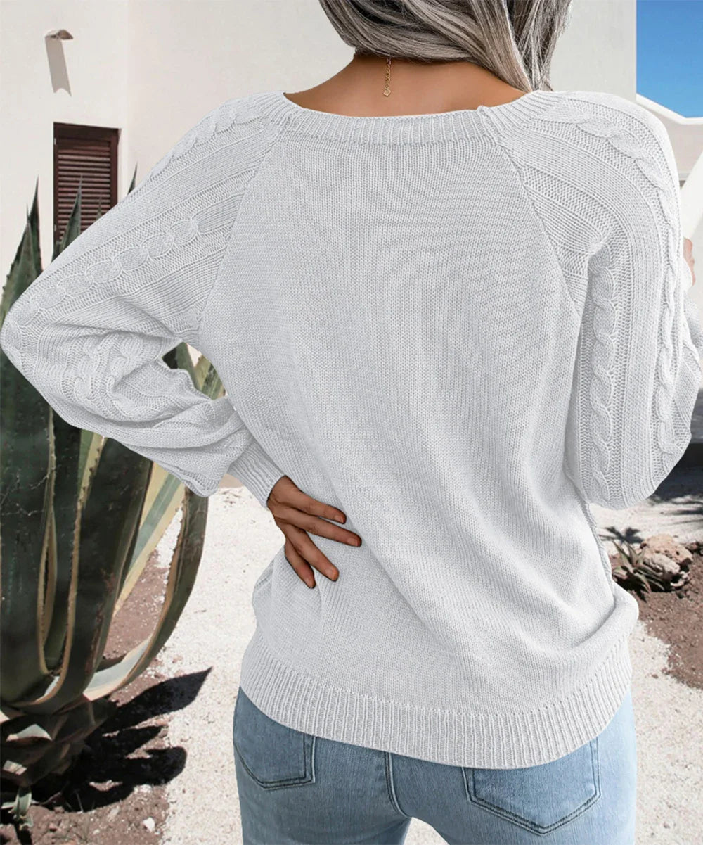 Anaiah Pull Femme Hiver avec Boutons – Élégant, Confortable & Respirant en Coton Polyester