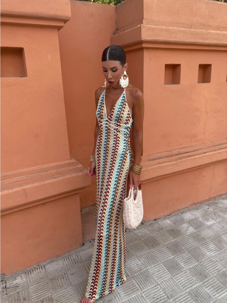 Abito da donna Vinna - Elegante abito senza maniche con scollo a V per l'estate e le occasioni informali
