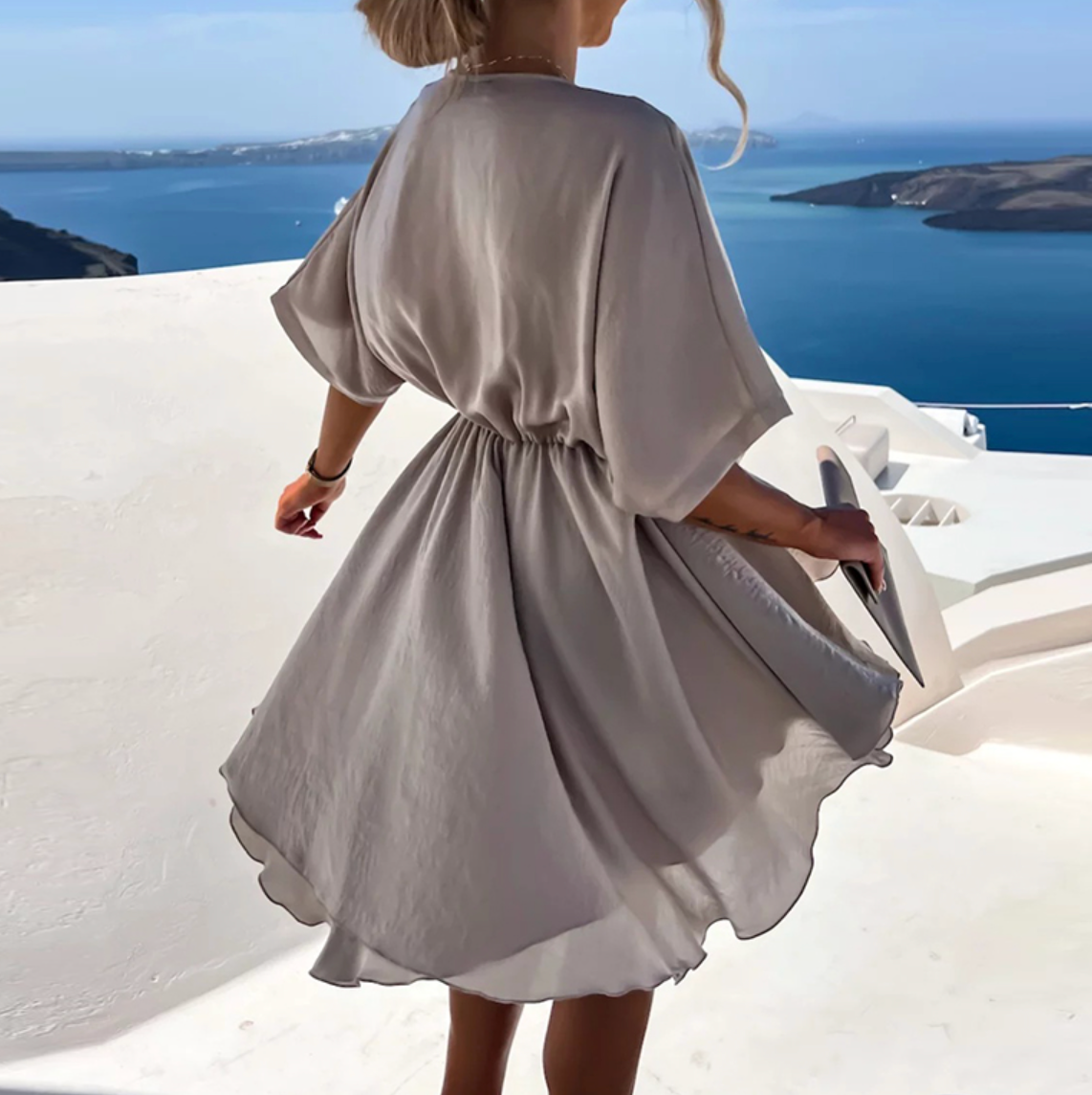 Abito in chiffon da donna Brooklyn - Elegante abito con volant, dettaglio intrecciato e vestibilità leggera