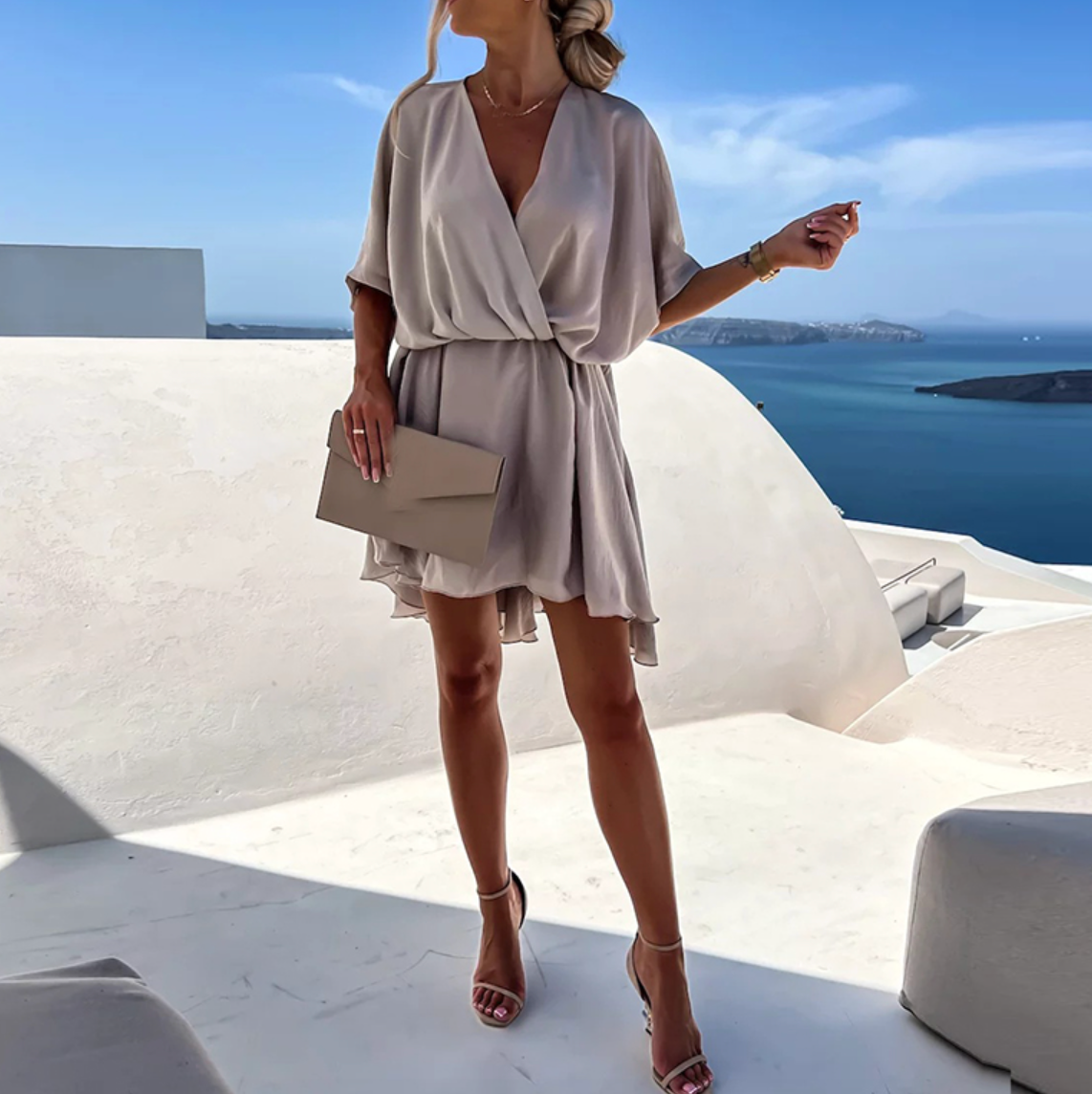 Abito in chiffon da donna Brooklyn - Elegante abito con volant, dettaglio intrecciato e vestibilità leggera