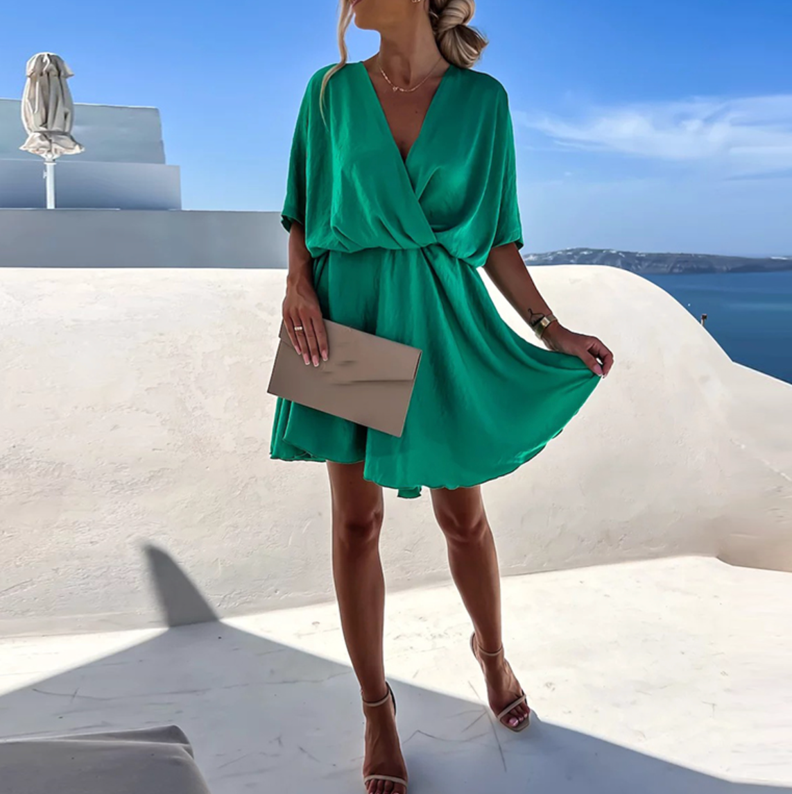 Abito in chiffon da donna Brooklyn - Elegante abito con volant, dettaglio intrecciato e vestibilità leggera