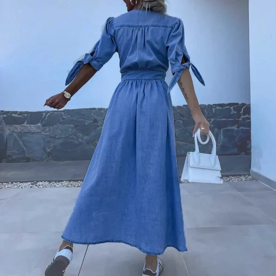 Alessia Robe Longue Femme – Robe en Jean Élégante pour Printemps & Été au Style Décontracté