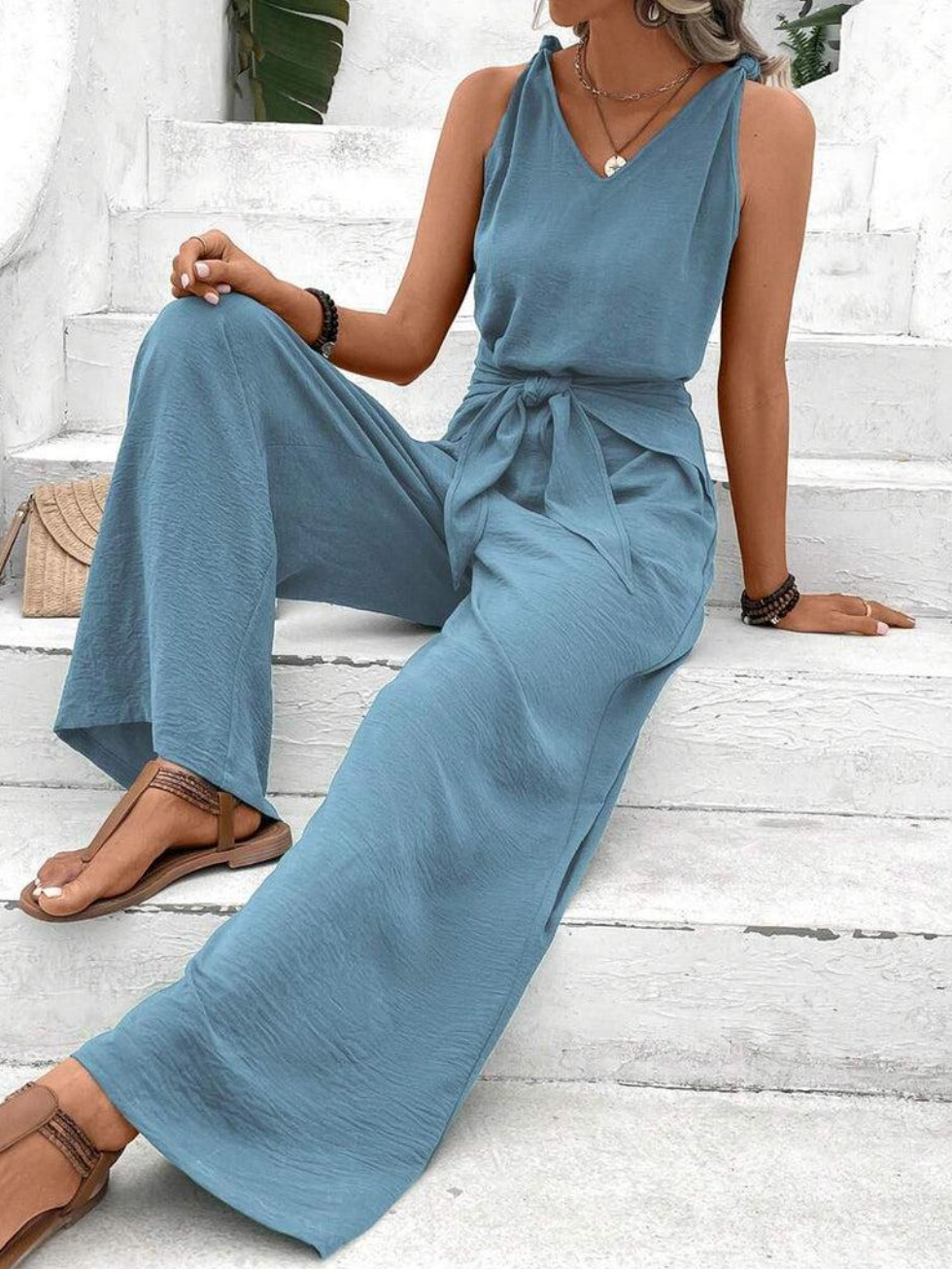 Tuta da donna Amelita - Tuta chic con eleganti pantaloni a gamba larga