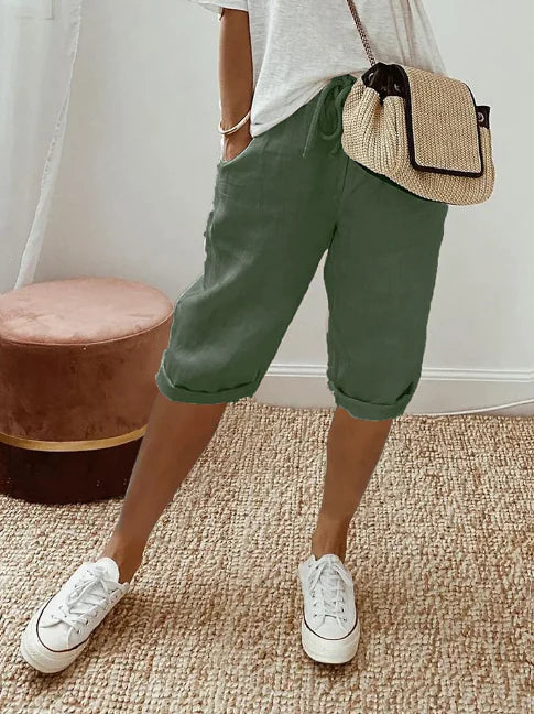 Pantaloni leggeri da donna Kassandra - Pantaloni fluidi a vita alta con vestibilità comoda e ariosa