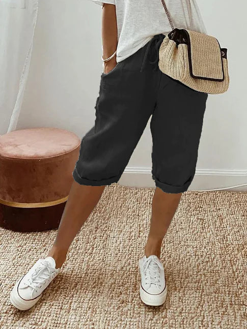 Pantaloni leggeri da donna Kassandra - Pantaloni fluidi a vita alta con vestibilità comoda e ariosa