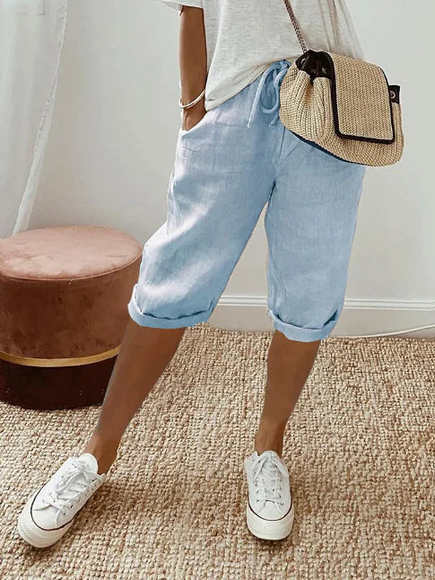 Pantaloni leggeri da donna Kassandra - Pantaloni fluidi a vita alta con vestibilità comoda e ariosa