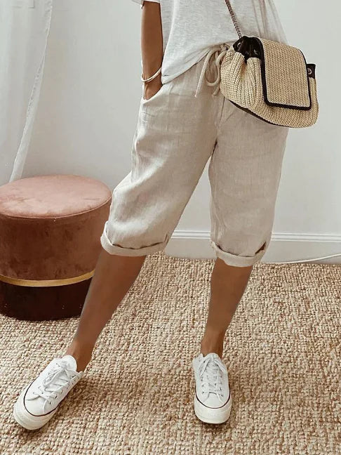 Pantaloni leggeri da donna Kassandra - Pantaloni fluidi a vita alta con vestibilità comoda e ariosa