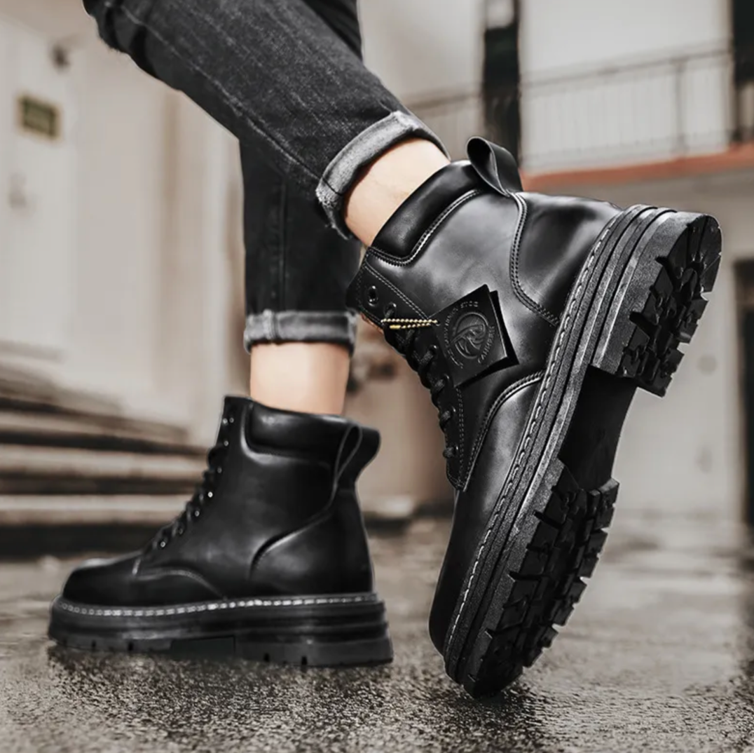 Marlon Bottes à Lacets pour Homme – Chaussures en Cuir Confortables avec Soutien de Voûte Plantaire & Semelle Antidérapante