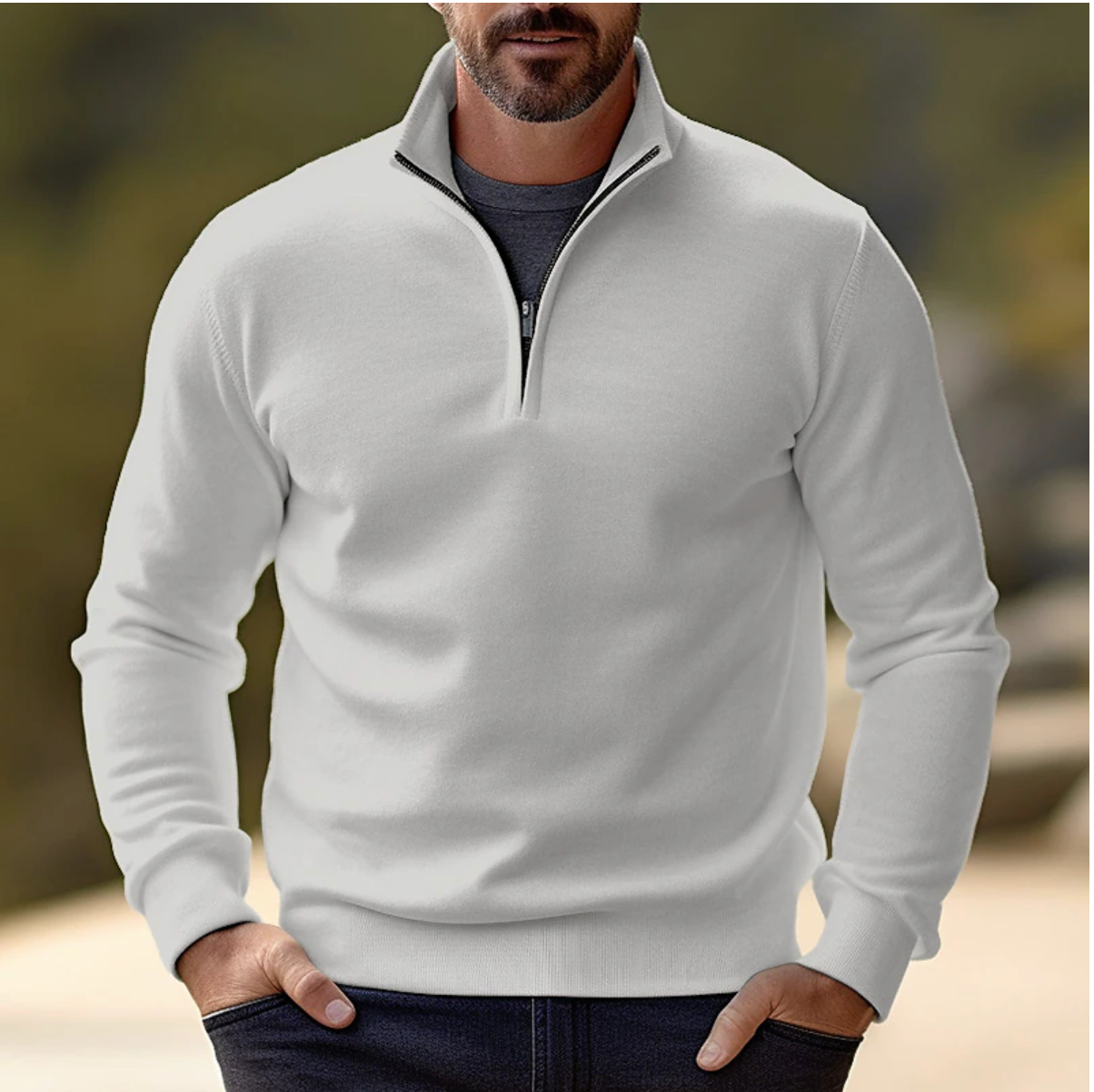 Maglione da uomo Shawn: elegante e comodo maglione con mezza zip, dallo stile moderno e versatile