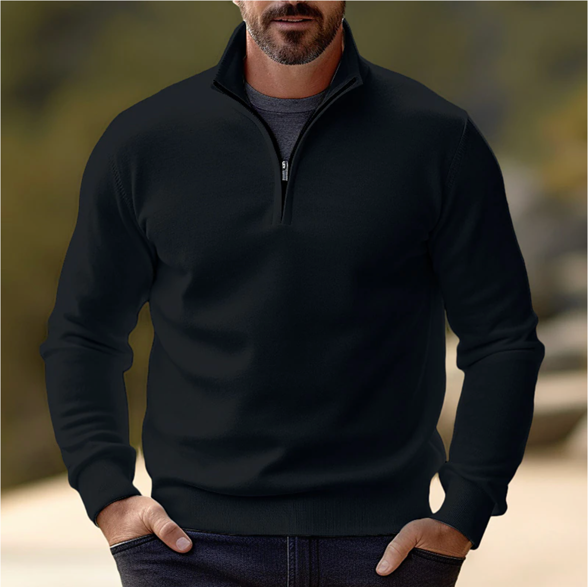 Maglione da uomo Shawn: elegante e comodo maglione con mezza zip, dallo stile moderno e versatile