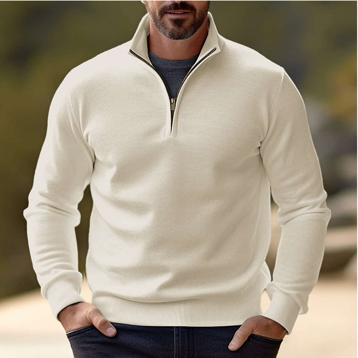 Maglione da uomo Shawn: elegante e comodo maglione con mezza zip, dallo stile moderno e versatile