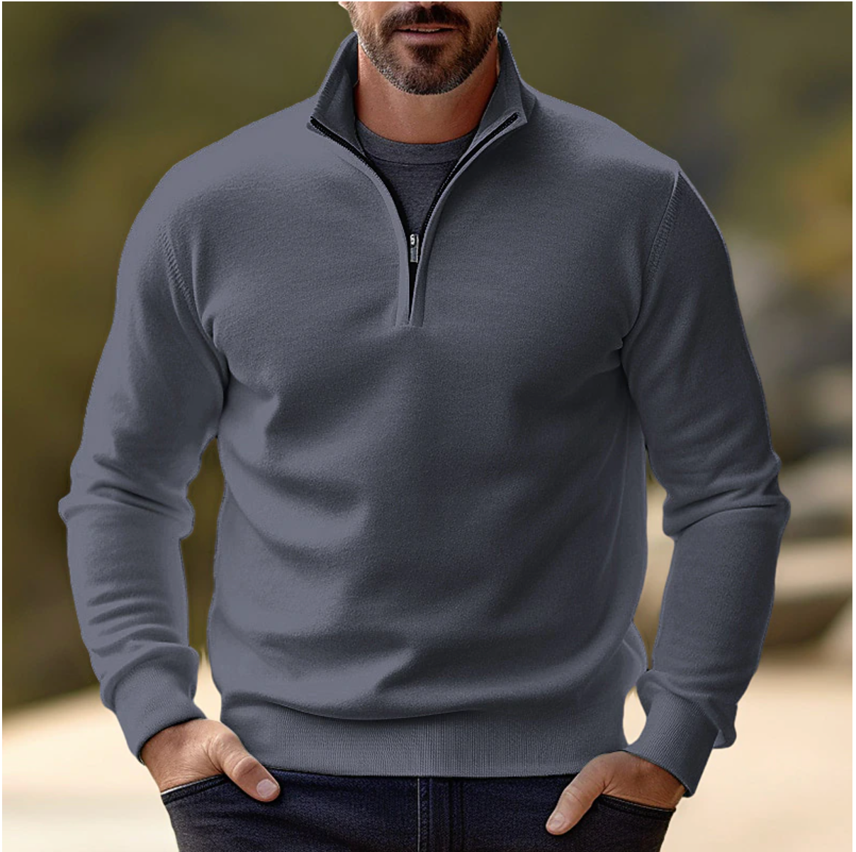 Maglione da uomo Shawn: elegante e comodo maglione con mezza zip, dallo stile moderno e versatile