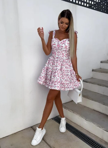 Abito bohémien da donna Zoey - Abito estivo senza maniche con stampa floreale, vestibilità ampia e comoda