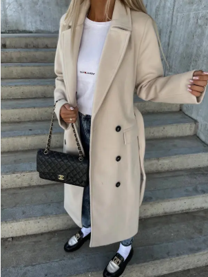 Talia Manteau Long Femme – Trench Hiver Élégant avec Ceinture & Doublure Chaude