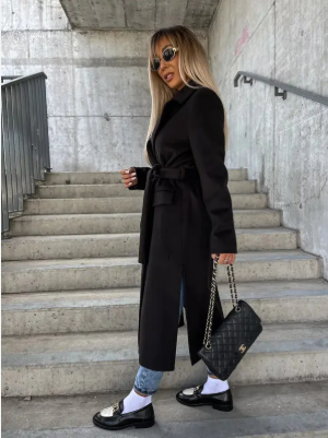 Talia Manteau Long Femme – Trench Hiver Élégant avec Ceinture & Doublure Chaude