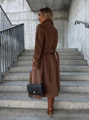 Talia Manteau Long Femme – Trench Hiver Élégant avec Ceinture & Doublure Chaude