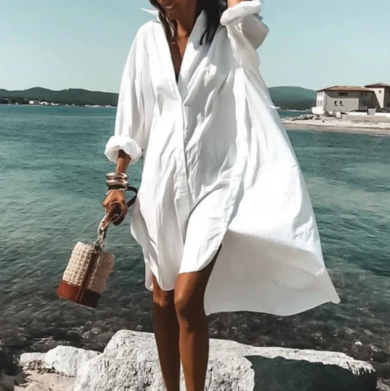 Abito lungo da donna Helen - Abito lungo leggero con maniche lunghe e comoda vestibilità ampia