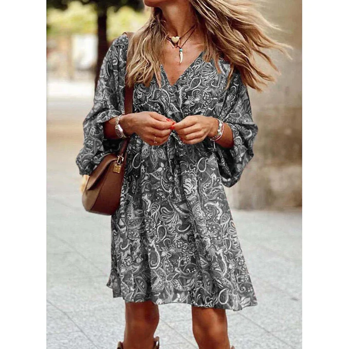 Blessy Robe Bohème Femme – Robe Longue Fluide à Manches Légères & Style Estival Décontracté