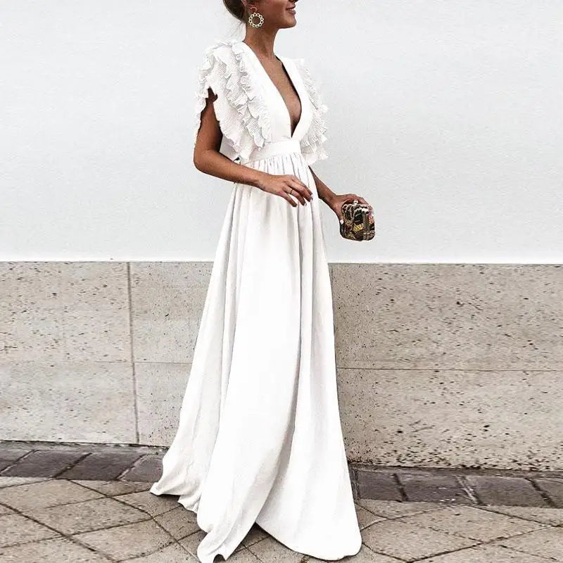 Abito lungo da sera da donna Marthe - Elegante abito lungo con taglio fluido