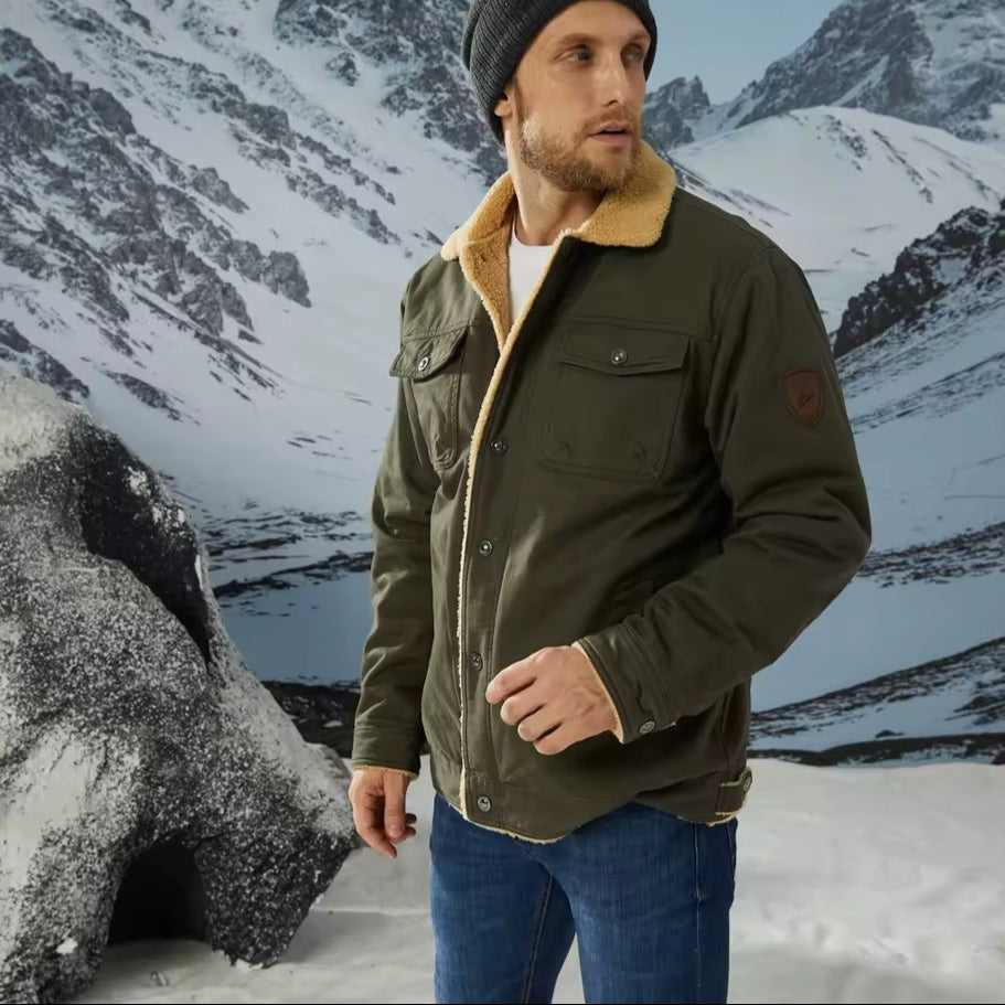 Henri Veste Homme Hiver – Blouson Chaud avec Doublure Sherpa & Col en Fausse Fourrure